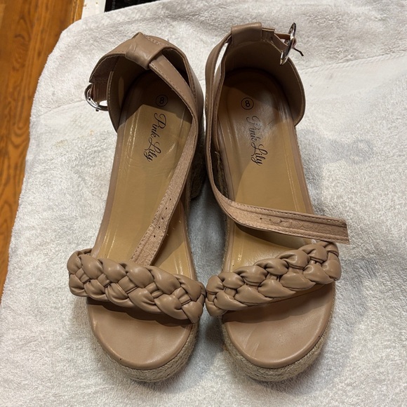 Pink Lily Braided Beige Sandals - Picture 1 of 12